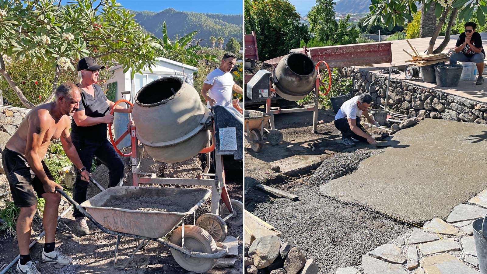 Stoere Anouck maakt beton voor de oprit